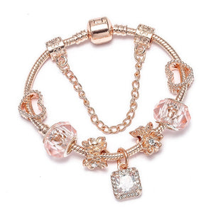Luxury Bracelet Unique Rose Gold Crystal Charm