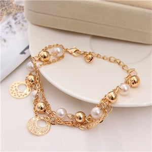 Multi-layer Gold Color Chain Heart or flowers/ Bracelets & Bangles/multiple Styles