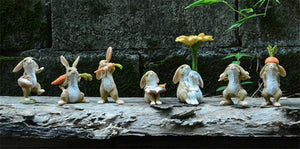 miniature Fairy garden tabletop rabbit figurines