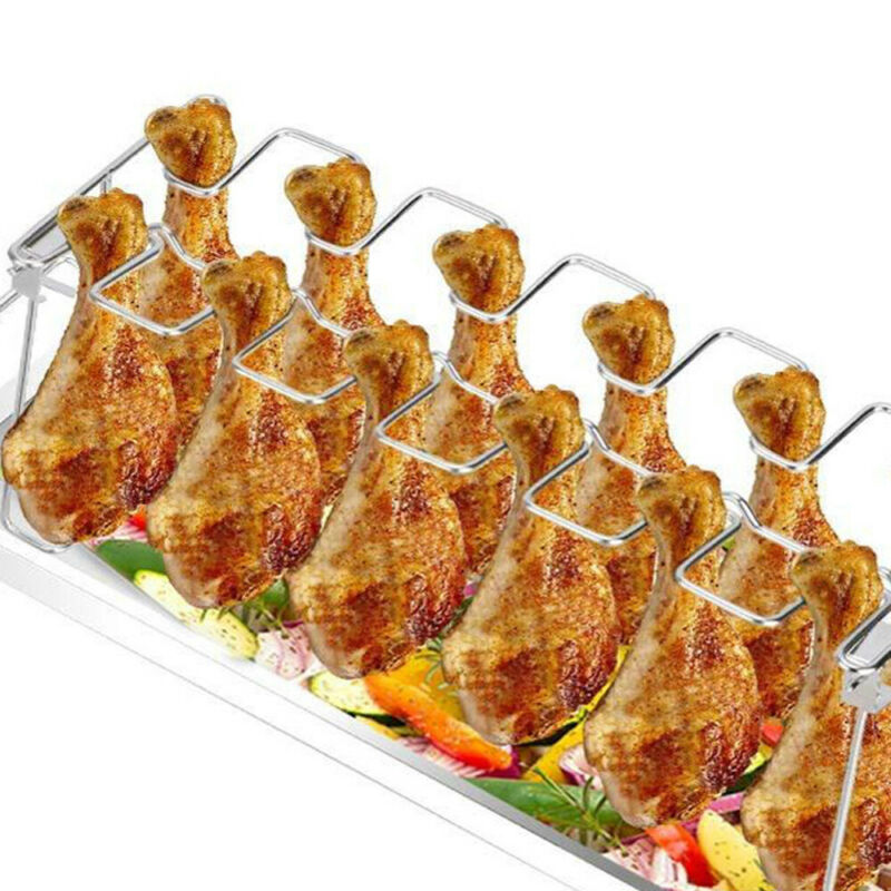 Stainless Steel Chicken Grill Rack with Drip Pan – Gardens Gadgets And ...