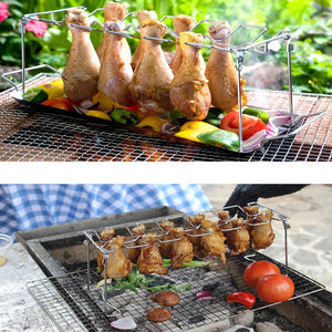 Stainless Steel Chicken Grill Rack with Drip Pan