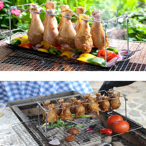 Stainless Steel Chicken Grill Rack with Drip Pan – Gardens Gadgets And ...