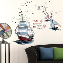 Load image into Gallery viewer, Sailboat Ship Wall Sticker